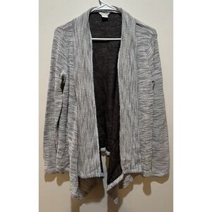 ARIAT Women's Medium Cardigan Sweater‎ Open Front Knit Waterfall Hem Gray